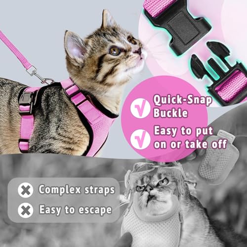Cat Harness and Leash Set,Escape Proof Adjustable Cat Harness,Soft and Breathable Kitten Harness and Leash with Reflective...
