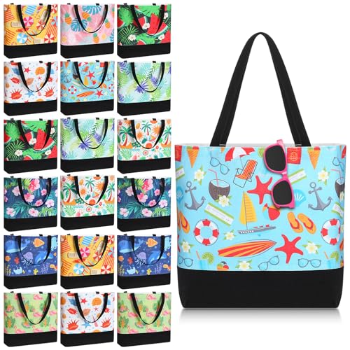 SilTriangle 20 Pcs Beach Tote Bag Gifts for Women Reusable Summer Tote Bag Large Grocery Shopping Handbags for Beach Pool ...
