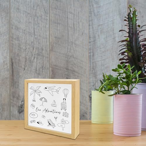 8''x8'' Adventure Travel Shadow Box - Travel Ticket & Photos Shadow Box With Slot - Keepsake Memory Boxes for Adventure Co...