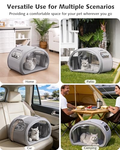 Pecute Cat Cooling House, with Cooling Mat for Small Dogs, Indoor Cat Bed with Insulation and 6 Built-in ice Packs, Foldab...