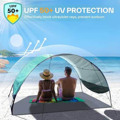 Sportneer Beach Tent Sun Shelter: UPF 50+ UV Protection Beach Canopy Tent Sun Shade for 2-3 Person, Easy Set Up Canopy wit...