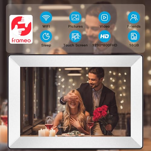Frameo 10.1inch Digital Picture Frame WiFi Smart Digital Photo Frame 1280 * 800 IPS HD Touch Screen,16GB Memory Auto-Rotat...