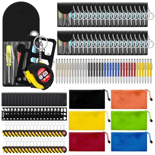 Lasnten 150 Pcs Mini Tape Screwdriver Keychain Set Bulk Father's Day Men Gifts Multitool Pen Card Tool Bag Pouch Adult Pin...