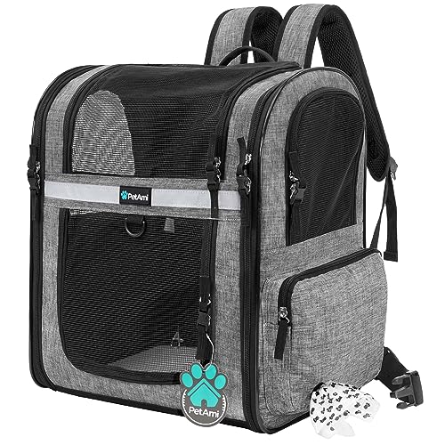 PetAmi Dog Backpack Carrier for Small Large Cat, Pet, Puppies, Ventilated Pet Hiking Backpack Travel Bag, Airline Approved...