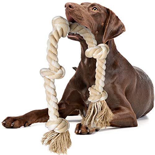 Fida Dog Rope Toys for Large/Medium Aggressive Chewers, Tough Cotton Chew Toy, 3 Feet 5 Knots Indestructible, Tug of War D...