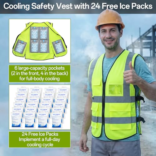HJDHS Cooling Ice Vest with 24pcs Ice Pack - Cooling Vest with Adjustable Strap Cool Vest with Pockets
