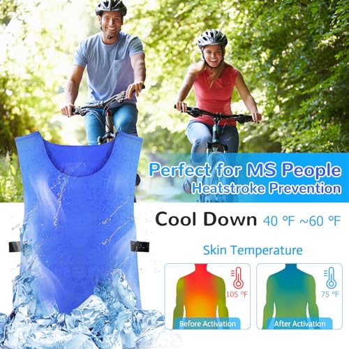 Qudubuy Cooling Ice Vest for Men Women, Upgraded Adjustable Evaporative Cooling Vest for Hot Weather, Reusable, Lightweigh...