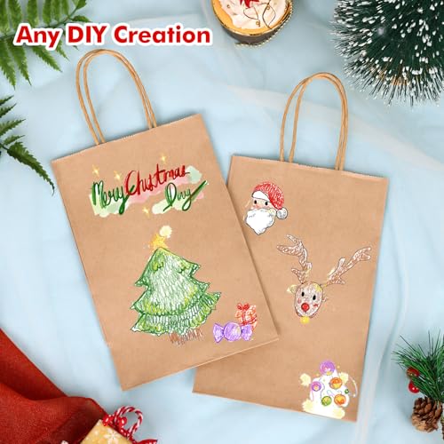 OUTUXED 60pcs 5.25x3.2x8in Small Gift Bags, Brown Paper Bags with Handles Bulk for Gift, Shopping, Birthday, Wedding, Busi...