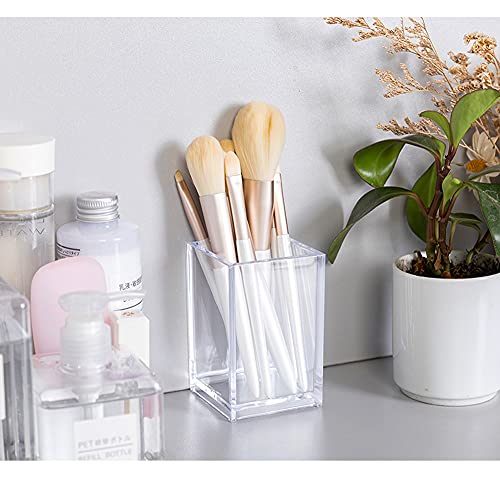 HSYMQ 2 Pack Clear Acrylic Pencil Pen Holder Cup, Makeup Brush Holder Acrylic Desk Accessories
