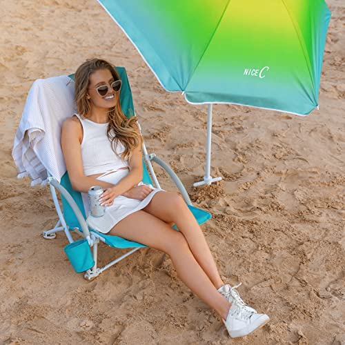 Nice C Beach Chair, Beach Chairs for Adults with Umbrella and Cooler, High Back, Cup Holder & Carry Bag & Heavy Duty Compa...