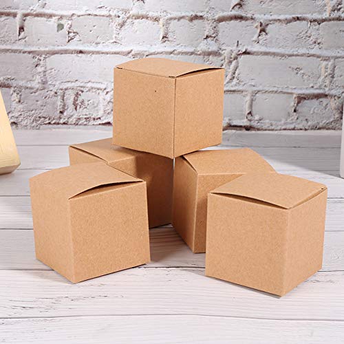 DCQRY 50PCS Kraft Paper Box Candy Bags Bulk Folding Retro Gift Boxes Mini Gift Wrapping Box Craft Carton Set for Christmas...