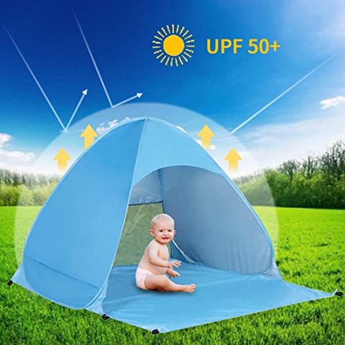 Pop Up Beach Tent –for 2-3 Person UPF 50+ UV Sun Protection Beach Shade Tent Pop Up Sun Shelter with Carry Bag and Stakes ...