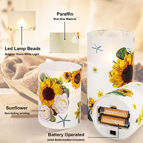 ANYGIFT Sunflower Decor Flameless Candles Gifts for Women,Sunflower Candle Housewarming Gifts New Home Get Well Soon Gifts...