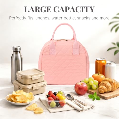 Lunch Bag for Women, Insulated Lunch Box, Reusable Water-Resistant Lunchbox Cooler with Front Pocket, Large Capacity Lunch...