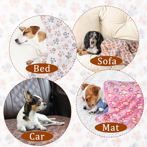 1 Pack 3 Blankets Super Soft Fluffy Premium Fleece Pet Blanket Flannel Paw Printed Throw for Dog Puppy Cat (Small 23x16'',...