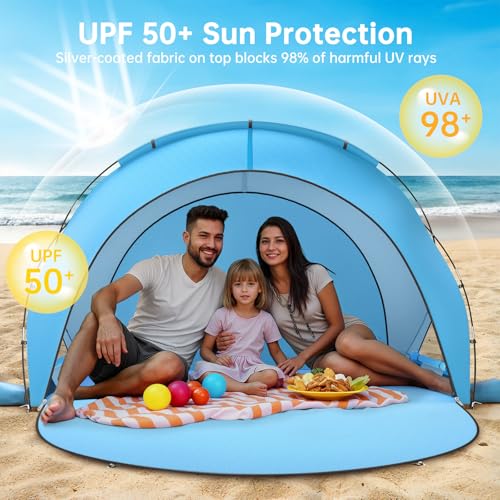 Raynesys Beach Tent Sun Shelter, Beach Shade Tent with UPF50+ UV Protection, Portable Sun Shelter for 1-3 Person, Shade Te...