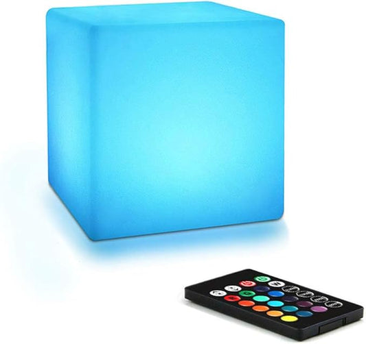 4-inch LED Cube Light, 16 RGB Color Changing Tesseract Cube Lamp with Remote, Waterproof Cordless Rechargeable Cubes Mood ...