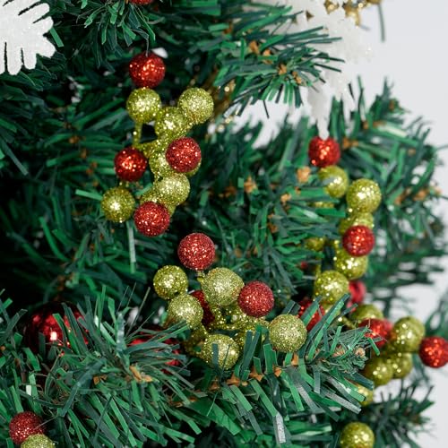 Fangoo 20 Pack 7 Inch Artificial Green Red Berry Picks for Christmas Tree Burgundy Green Red Berries Stems Holly Berry Bra...