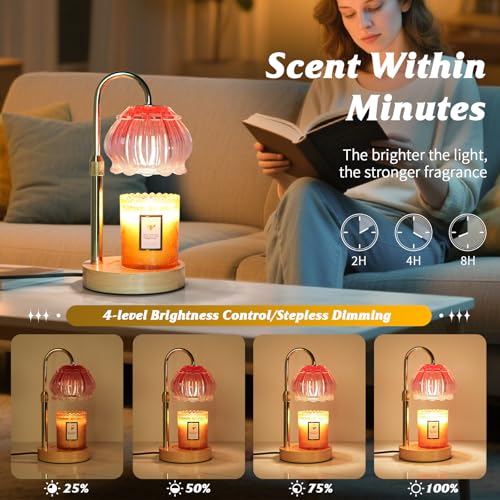 HAIDOLIANG Candle Warmer Lamp with Timer - Adjustable Height and Stepless Dimmable, Birthday Gifts for Women/Mom, Flower -...