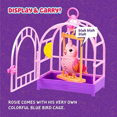 Little Live Pets My Really Real Talking Bird Toy & Cage - Rosie, Interactive Voice Repeating Toy, 20+ Sounds & Reactions, ...