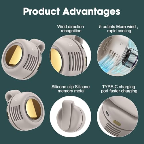 Xing Chen Hai Yang Portable Silent Mini Bladeless Fan Clip On, Adjustable 3 Speeds Suspended, Waist Fans forclip onfan for...