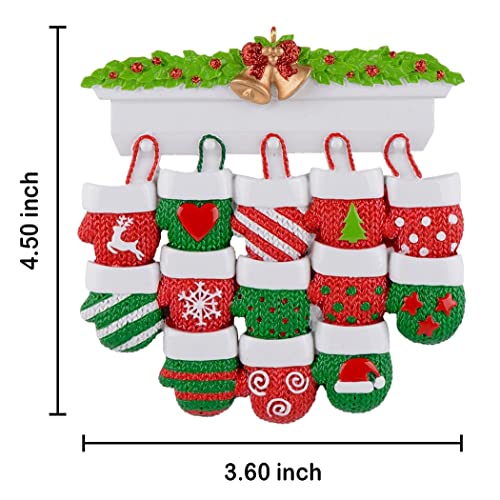 MAXORA Personalized Mitten Family of 13 Christmas Tree Ornament 2025 Family Tradition Christmas Keepsake Gift Collection f...