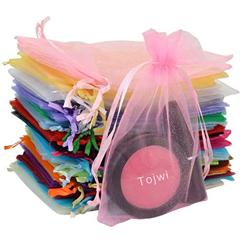 Tojwi 50pcs Organza Bags-Mix Color 3.54''x4.33''(9x11cm) Satin Drawstring Organza Pouch Wedding Party Favor Gift Bag Jewel...