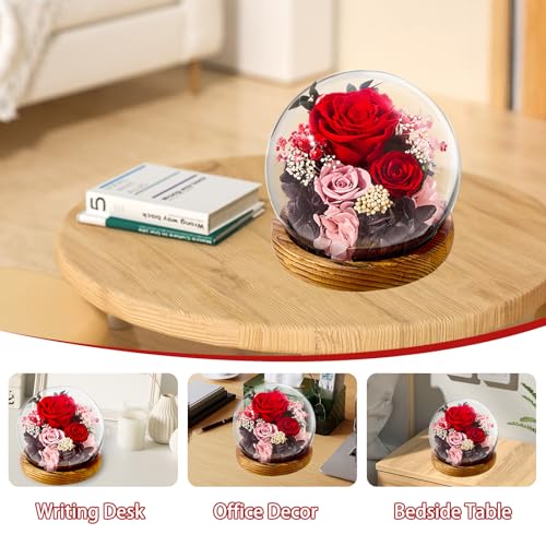pisyae Forever Flowers Gifts Mom .Birthday Gifts for Women, Preserved Flowers in Glass Fresh Flowers for Delivery Prime re...