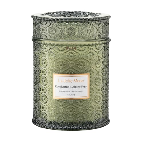 LA JOLIE MUSE Eucalyptus & Alpine Sage | Eucalyptus, Lavender & Sage Candle for Home Cleansing | 19 oz Wooden Wick | Natur...