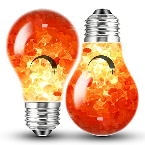 Elmoyle Dimmable Himalayan Salt Lamp LED Light Bulbs, E26 2200K Warm Amber Pink Night Light, 6W Mood Lighting, E26 A60 Sal...