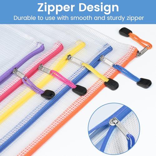 Sooez 24 Pack Mesh Zipper Pouch Bags with Label Pocket, A6 (9.1×4.7 in) Small Pencil Case Pouch for Organizing, Clear Plas...