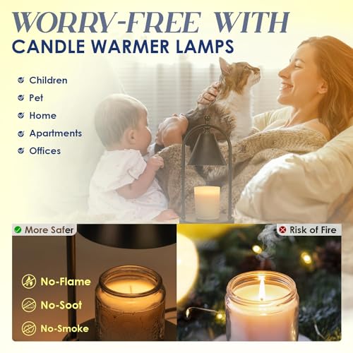 Soilsiu Candle Warmer Lamp with Timer, Electric Black Candle Warming Light for Bedroom, Dimmable Wax Melts Warmer for Home...