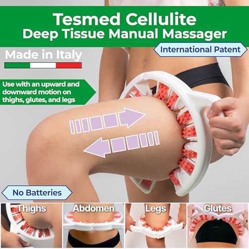 TESMED Cellulite Manual Massager : Made in Italy, Patented with Converging & Diverging Roller Technology. Anti Cellulite R...