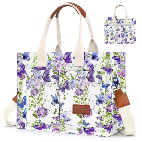 Canvas Tote Bag for Women with Pockets Crossbody Bag Tote Shoulder Handbags Casual Work Bags Everything Tote Bag