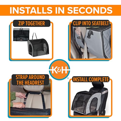 K&H Pet Products Enclosed Dog Car Seat, Travel Safety Carrier for Pets, Dog Travel Car Seat, Soft-Sided Covered Cat Carrie...