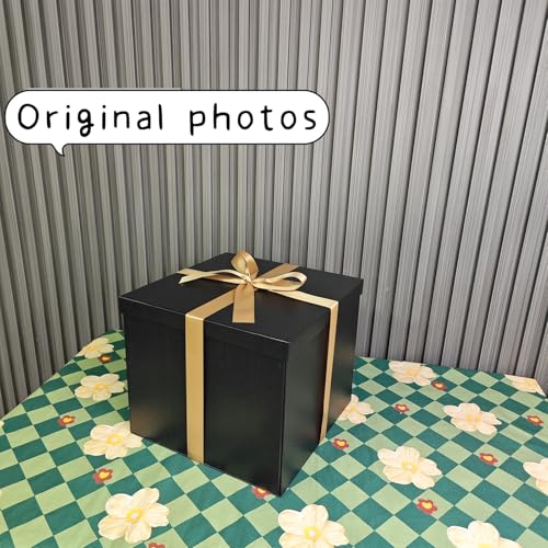 YINUOYOUJIA Large Gift Box 12x12x10 Inches,Black Gift Boxes for Presents,Birthday Box,for Packaging,Valentine's Day,Mothe...