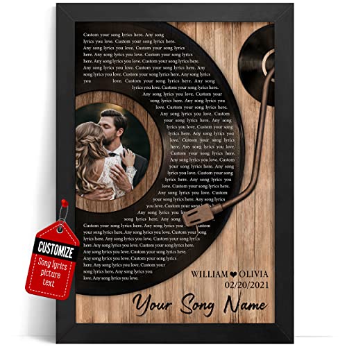 VICILO Husband Gifts - Customized Song Lyrics Canvas Framed Personalized Gifts for Him - Perfect Song Chords Couple One Ye...