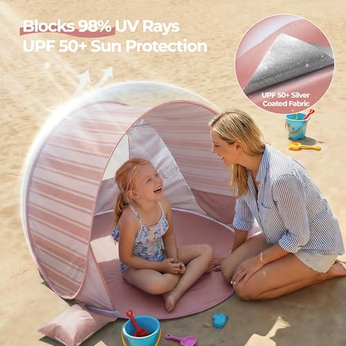 Apojungle Baby Beach Tent - Pop Up Beach Tent with UPF 50+ UV Protection, Portable Sun Shade, Outdoor Summer Baby Essentia...