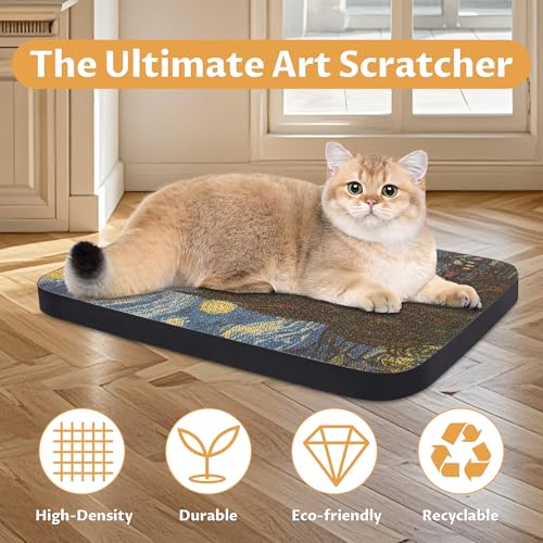 LESISSMER Art Cat Scratcher, Wall-Mountable Cat Scratching Board, Cat Wall Scratcher 16.7x11x1 Inch Cat Scratch Pad and Ca...