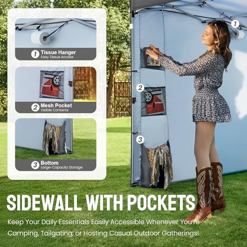 CROWN SHADES Canopy Tent 10x10 Pop Up Canopy Outdoor Shade with Pockets Sidewall, Easy Up Sun Shelter with One Person Set ...