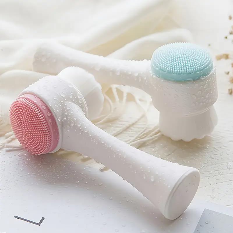 Face-Contour-Brushes Double-Headed Facial Cleansing Brush Soft Hair Silicone Cleanser for Home Use Manual Scrub Deep Clean...