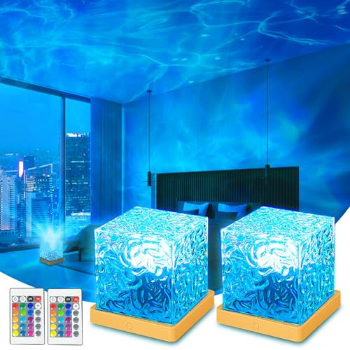 ZLDYPINK Ocean Wave Projector Light, 16 Colors Luminorthe Cube Lamp, 3D Holographic Water Ripple Lamp with Remote Control,...