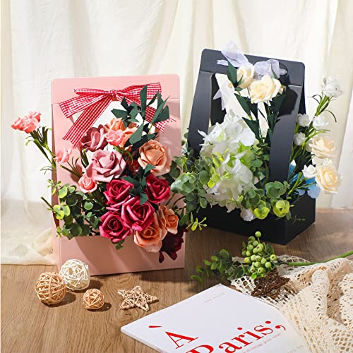 Chinco 12 Pcs Flower Gift Bags Paper Bouquet Flower Box with Handle Flower Boxes for Arrangements Floral Gift Wrapping Bag...