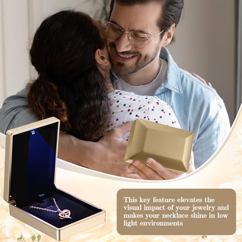 Landical 10 Pcs Pendant Necklace Box with LED Light Velvet Necklace Case for Pendant Bracelet Ring Earring, Jewelry Storag...
