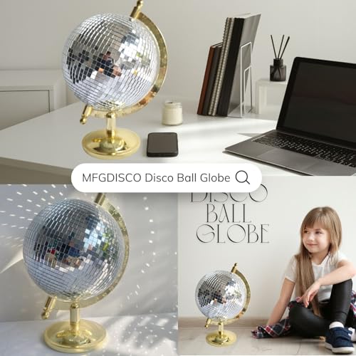 MFGDISCO Disco Ball Globe Home Decor Statues Classic Tabletop Art Sculpture Gold Discoball Unique Western Modern Decorativ...