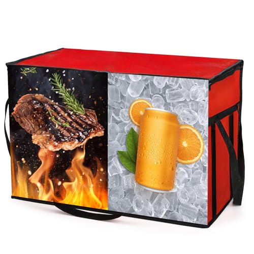 AVLA 3 Pack Insulated Food Delivery Bag, 77L XXX-Large Reusable Grocery Tote Insulation Bag, Collapsible Commercial Food W...