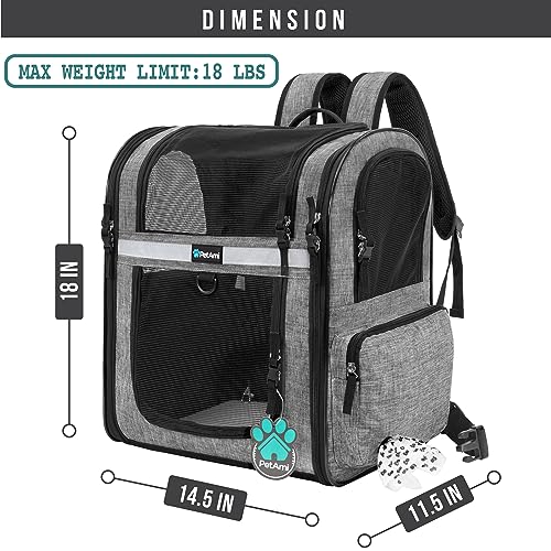 PetAmi Dog Backpack Carrier for Small Large Cat, Pet, Puppies, Ventilated Pet Hiking Backpack Travel Bag, Airline Approved...