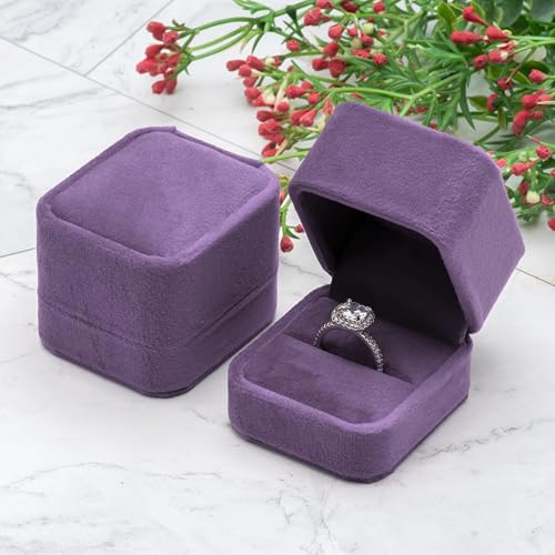 Giftop Velvet Single Ring Box Case Holder for Engagement Proposal Birthday Wedding,Jewelry Ring Gift Box Jewelry Packaging...