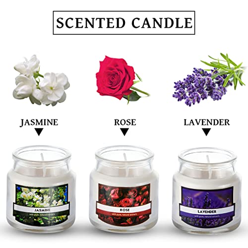 3 Pack Scented Candles Gift Set for Women - Soy Candle for Home Scented, Floral Aromatherapy Jar Candles Set for Birthday ...
