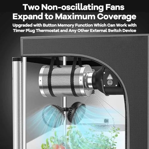 Grow Tent Fan, 5in Two Fans for Greenhouse Plant All Direction Ventilation Circulation Instead of Oscillating, Can Work wi...